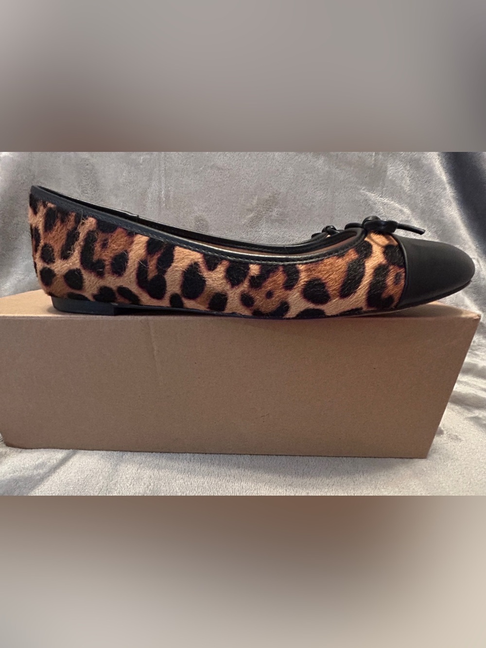 J. Crew Leopard Calf Hair Captoe Ballet Flats - leather
